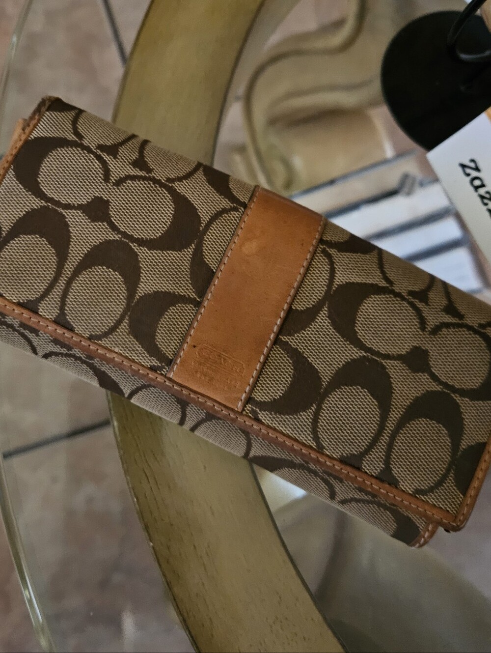 Coach Tan Stripe Classic Genuine Leather Signature Full-size Wallet